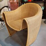 Vintage Driade King Tubby Rattan Armchairs by Miki Astori