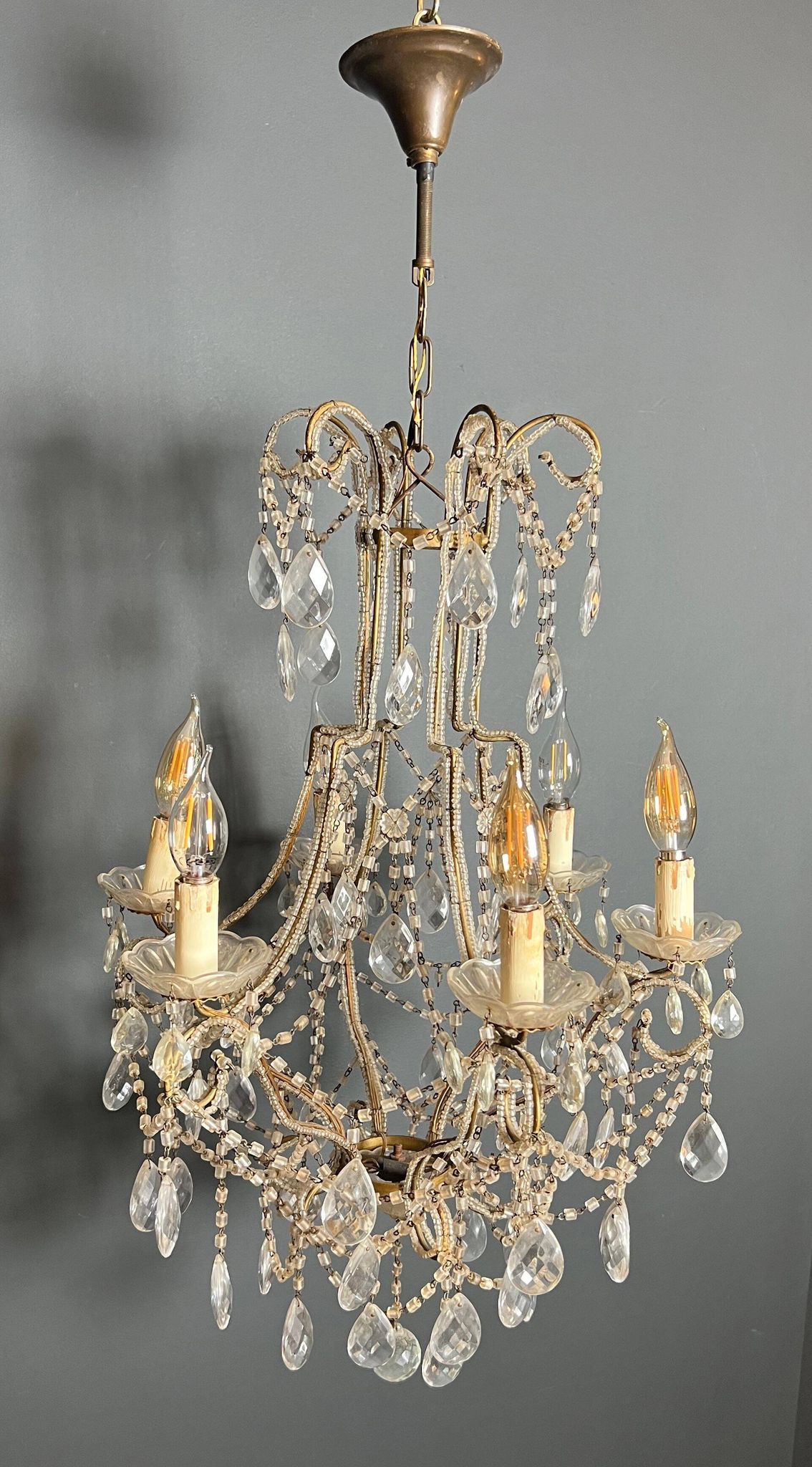 Italian pearl and crystal chandelier