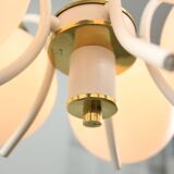 Mid-century modern Italian Brass and Opaline Chandelier
