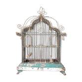 Cage à oiseaux en treillis métallique du XIXe siècle