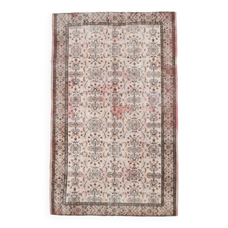 Tapis Vintage en laine classique à bordure marron rose, 5x9 nuances, 168x268Cm