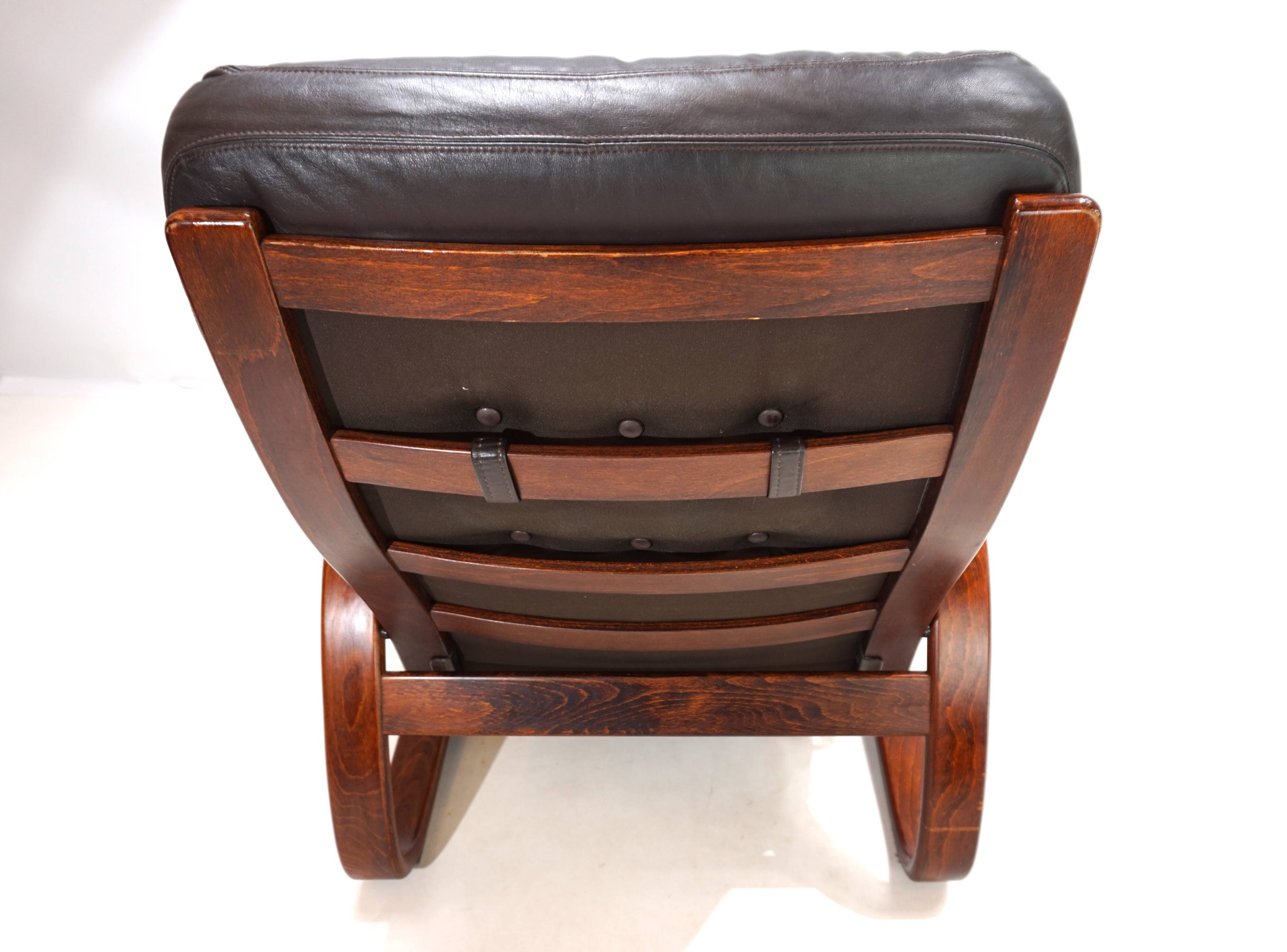 Westnofa Panter Leather Lounge Chair with Ottoman by Arnt Lande, 1970s