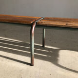 Vintage school bench base gray green