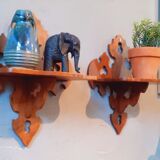 Pair of shelves late nineteenth century in solid walnut style Gothic