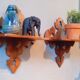 Pair of shelves late nineteenth century in solid walnut style Gothic
