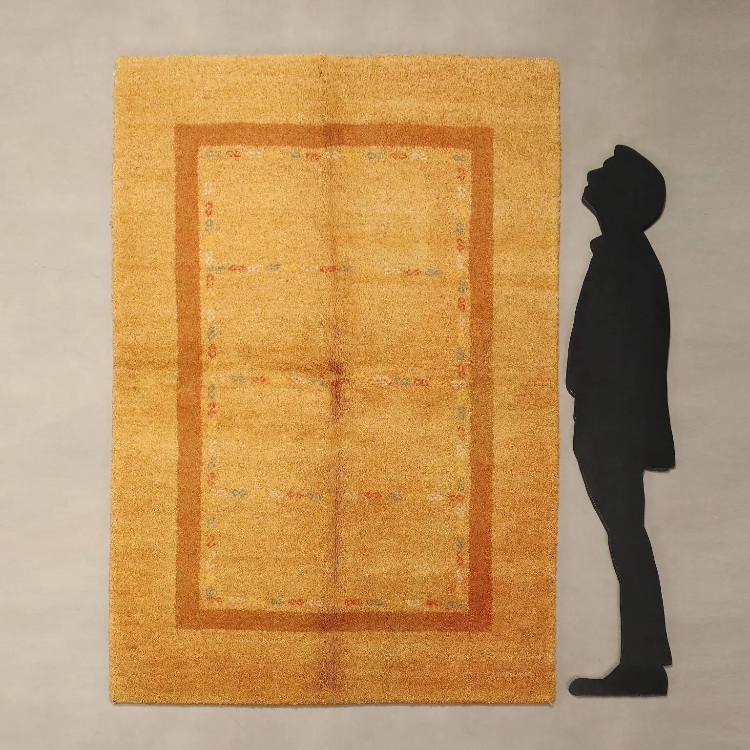 Ancient Asian rug in cotton and wool, large knot, 79 x 55 in.