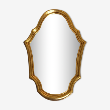 Miroir baroque cadre bois plâtre doré, 33x22 cm