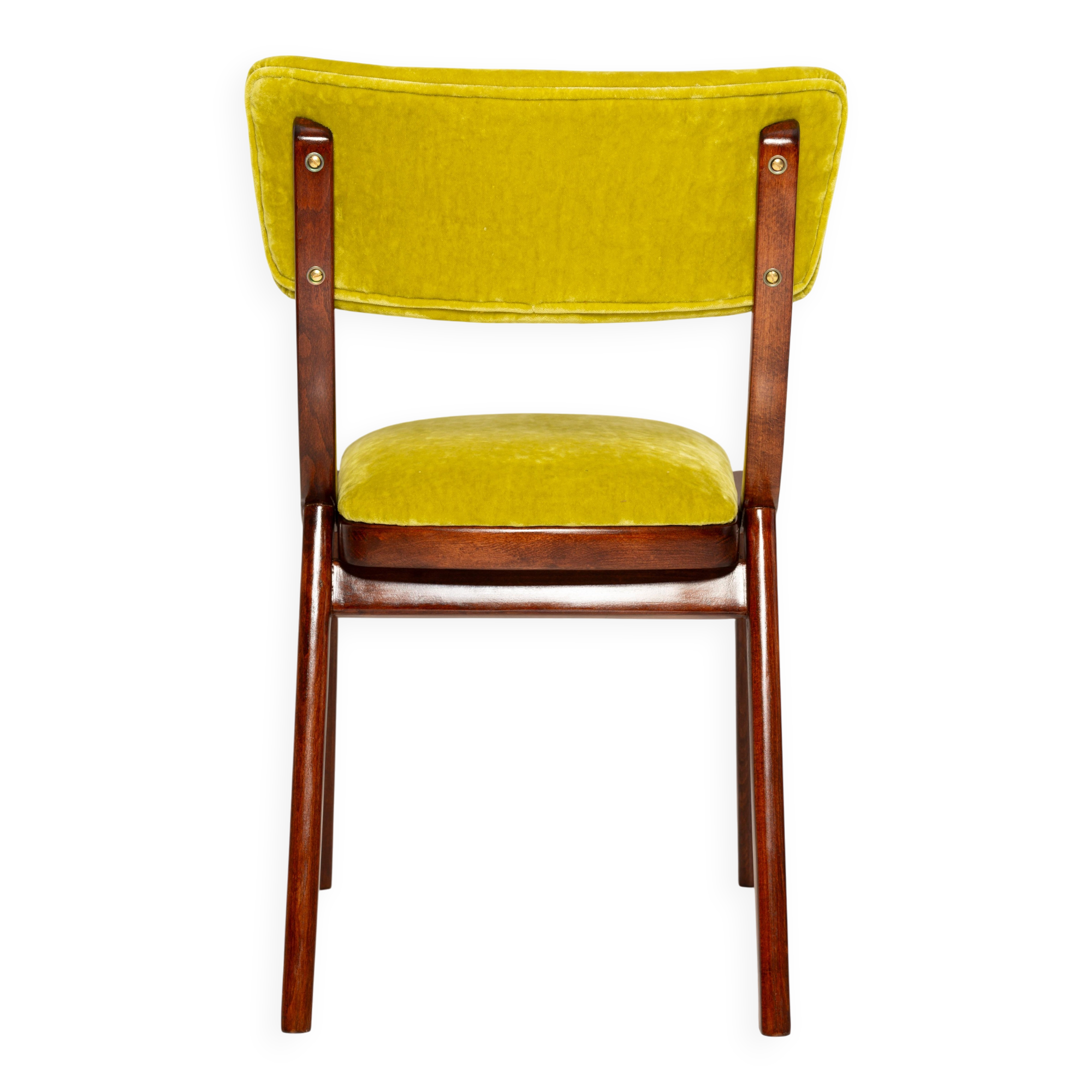 Chaise Mid-Century Moderne, Velours Vert Citron, FR Dedar, Pologne, Années 1960