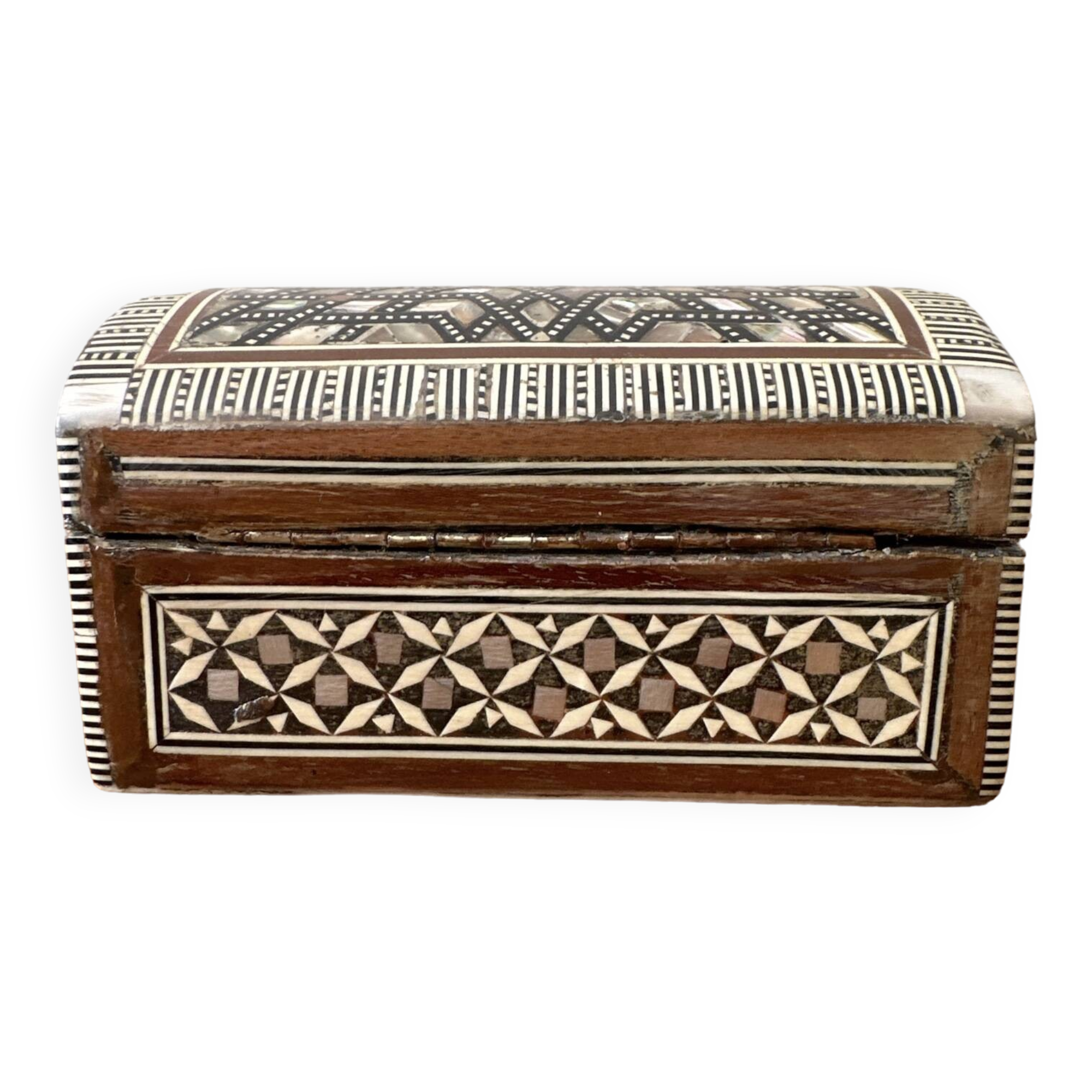 Mother-of-pearl jewelry box with velvet interior