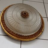 Old round ceiling lamp glass and brass