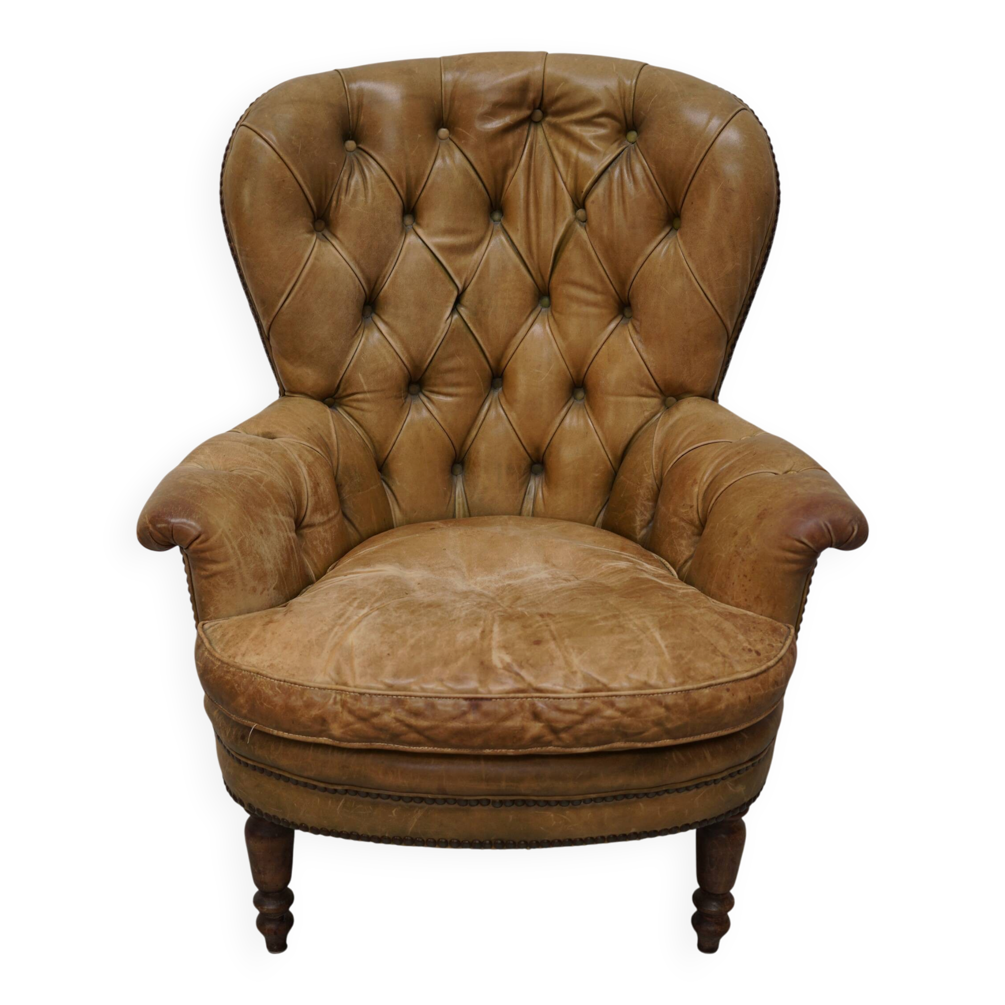 Vintage Dutch Club Chair in Cognac Colored Leather