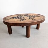 Table basse en pierre de lave et bois, années 1960