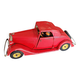 Old Toy - Renault Car - Viva Sport Red - Headlight Lighting - Spring Key