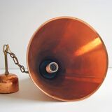 Rare cone - shaped pendant lamp in hammered structed copper - Denmark 1960s.