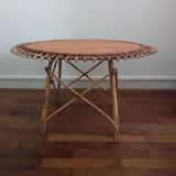 Sun coffee table in rattan 50s