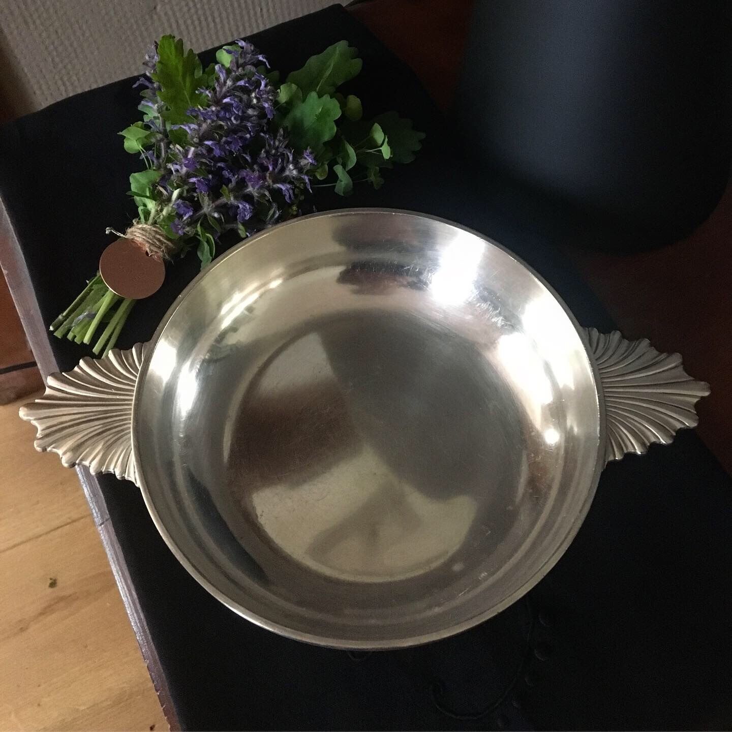 Christofle white metal serving dish