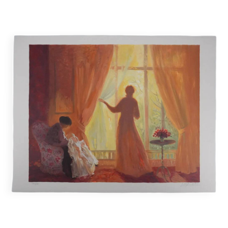 Yvonne CHEFFER DELOUIS: Orange Interior, original signed lithograph