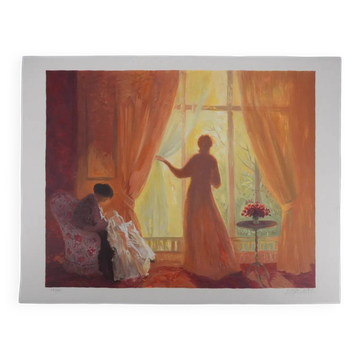 Yvonne CHEFFER DELOUIS: Orange Interior, original signed lithograph