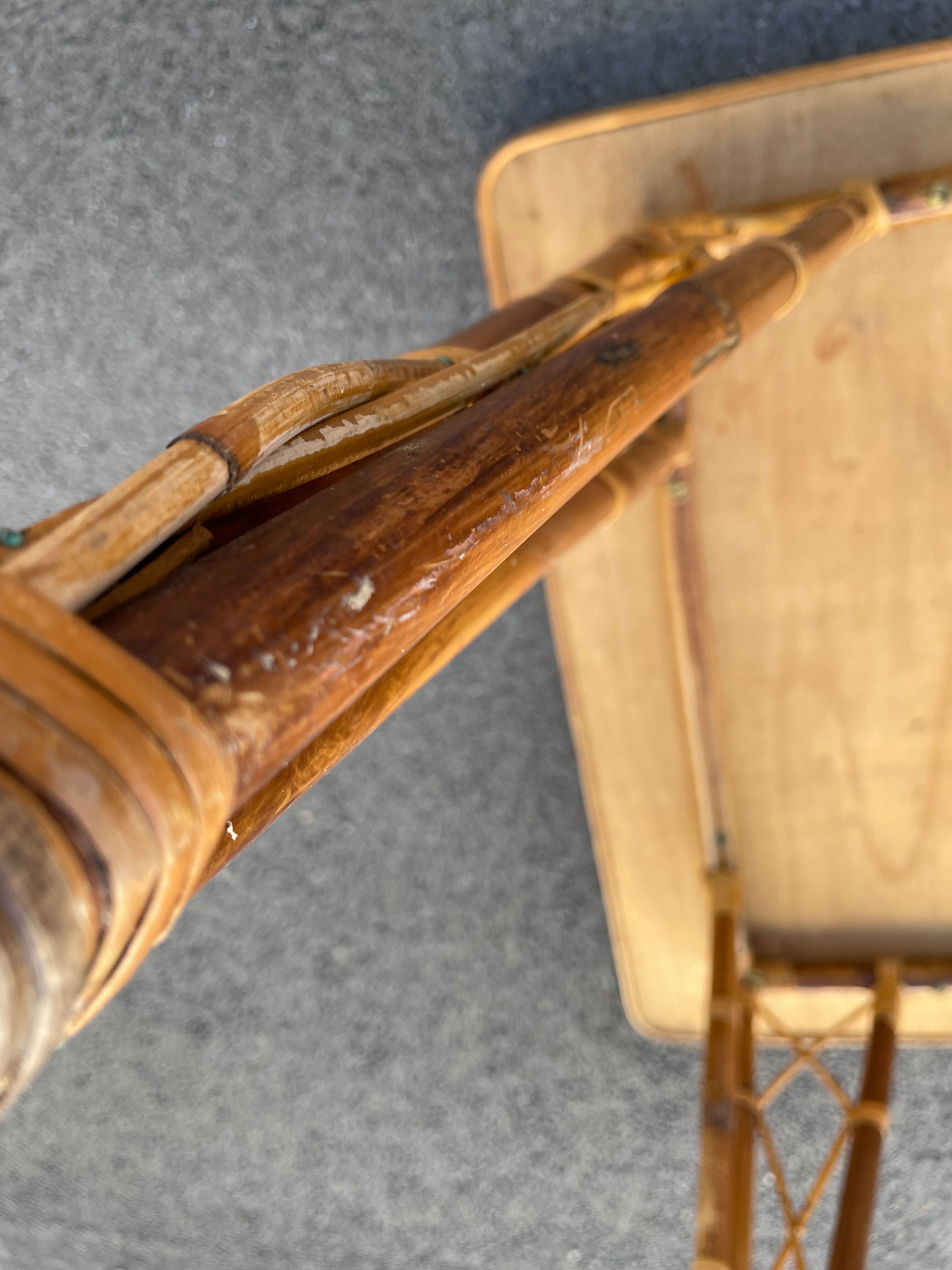 Rattan table vintage compass feet