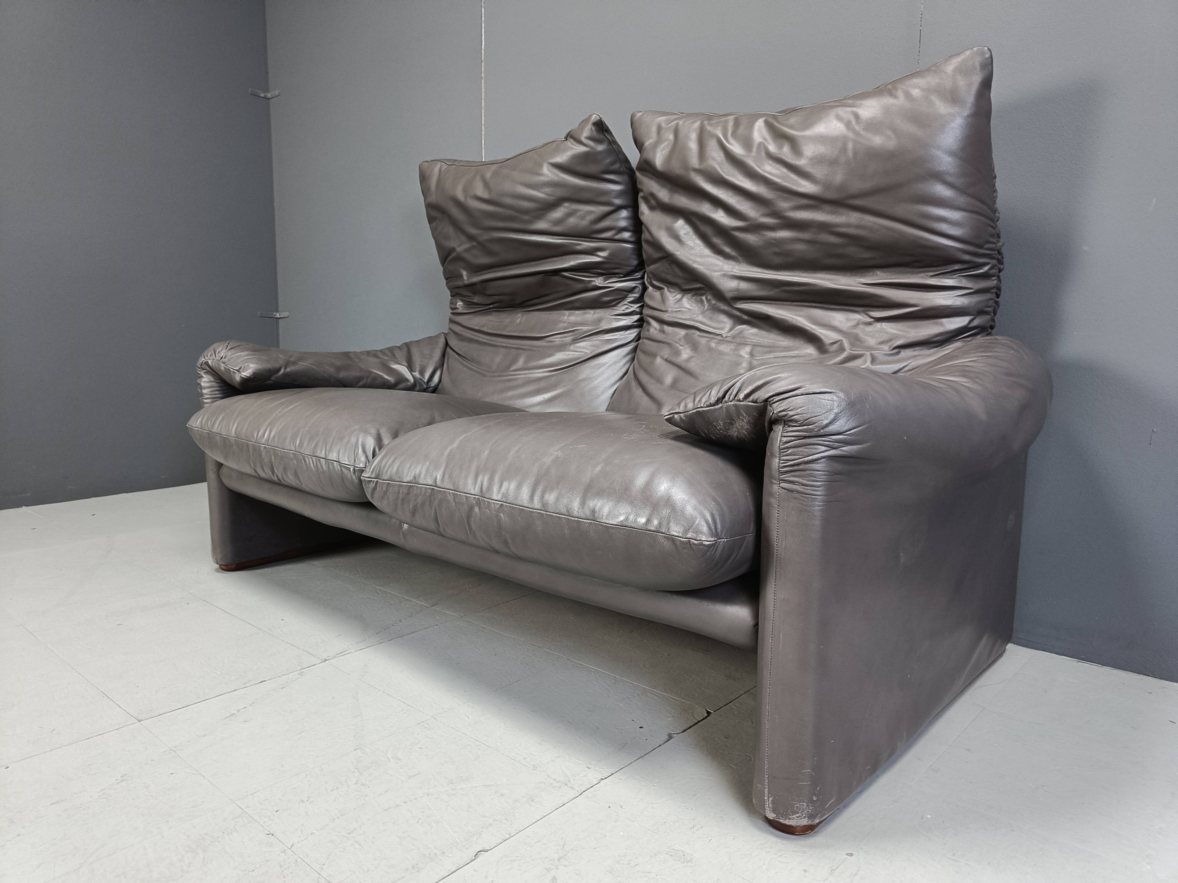 Leather Maralunga sofa set by Vico Magistretti for Cassina, 1973