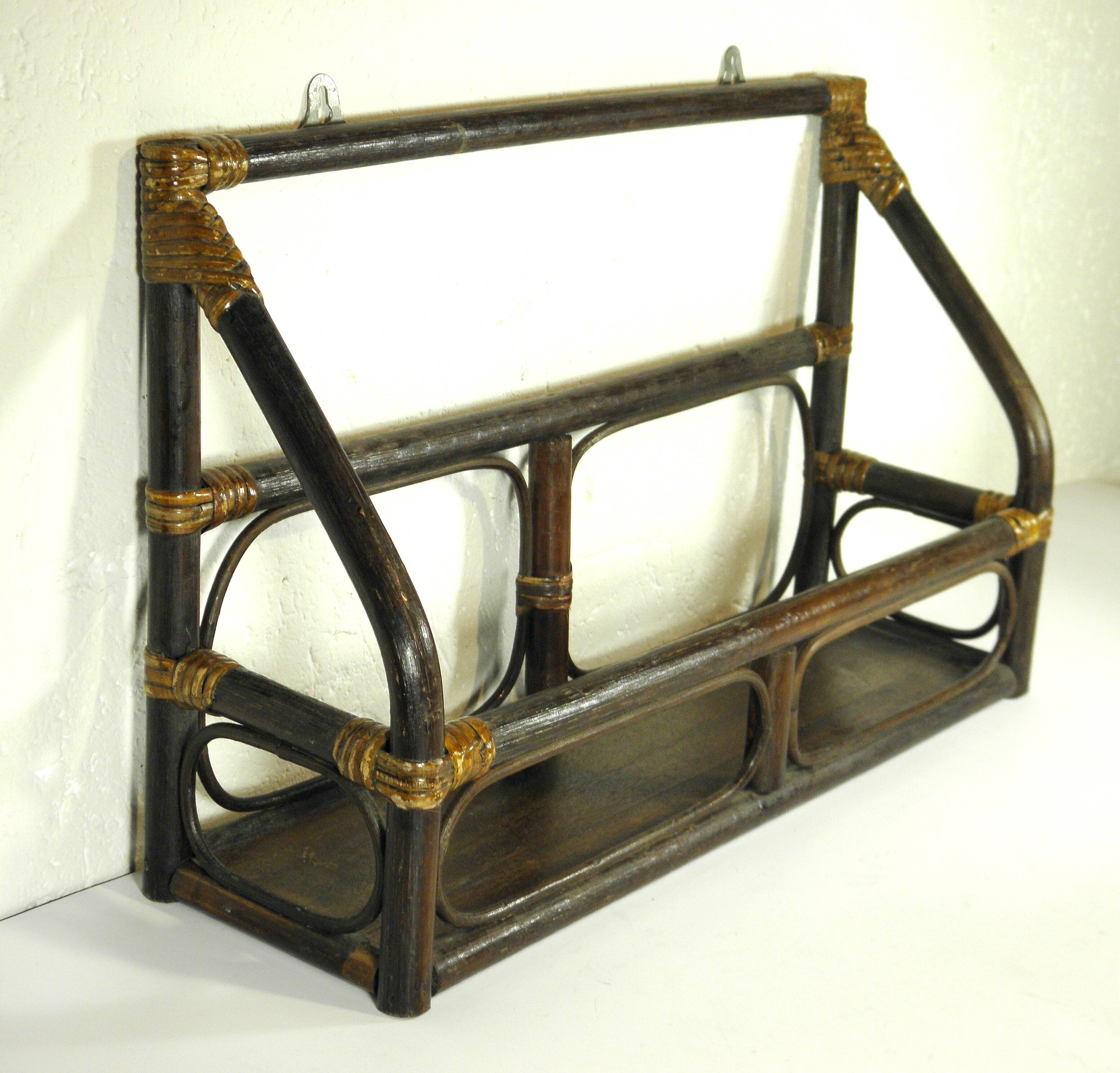 Rattan wall shelf