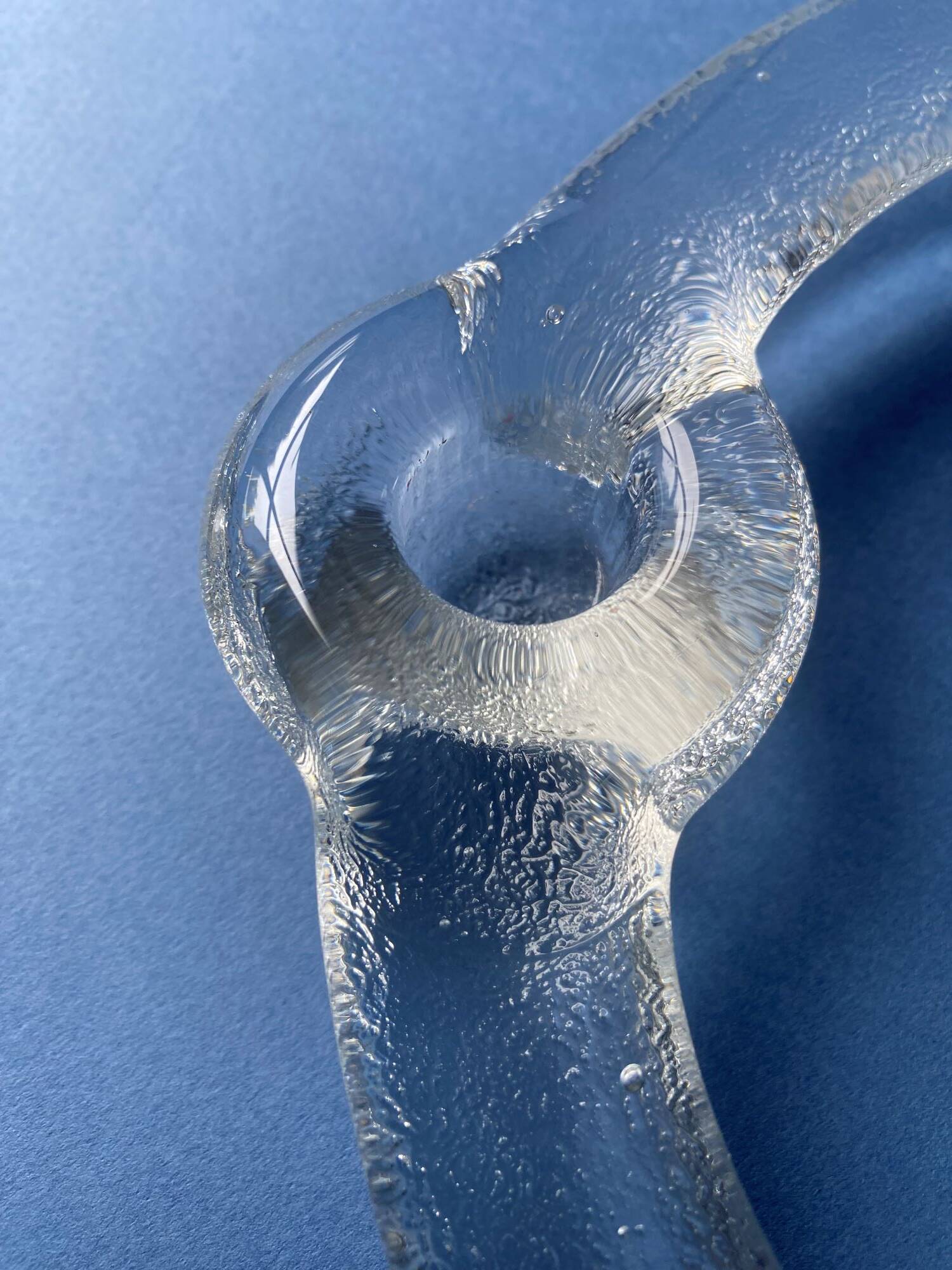 Pukeberg Scandinavian vintage glass candle holder from the 70s - large model