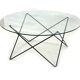 Vintage coffee table in 70s steel wire glass design