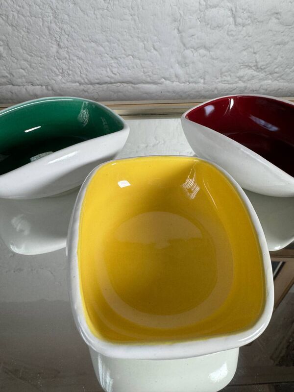 Service à apéritif en céramique et osier, années 60