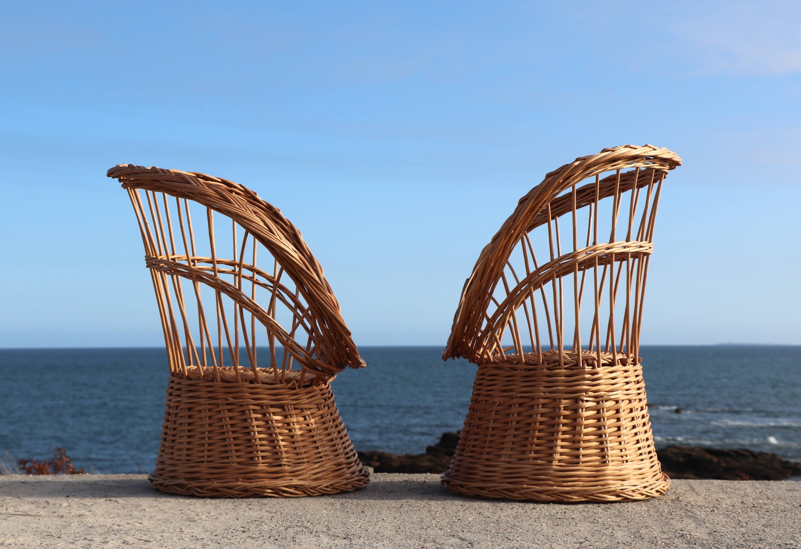 Pair of wicker armchairs, France, 20th century