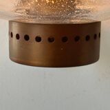Paire d’appliques vintage, cuivre et verre bullé, BEGA Allemagne 1970