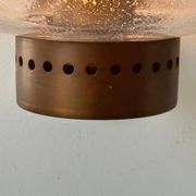 Pair of vintage wall lights, copper and bubbled glass, BEGA Germany 1970