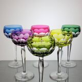 Set of 6 Val Saint Lamb crystal colored wine glasses