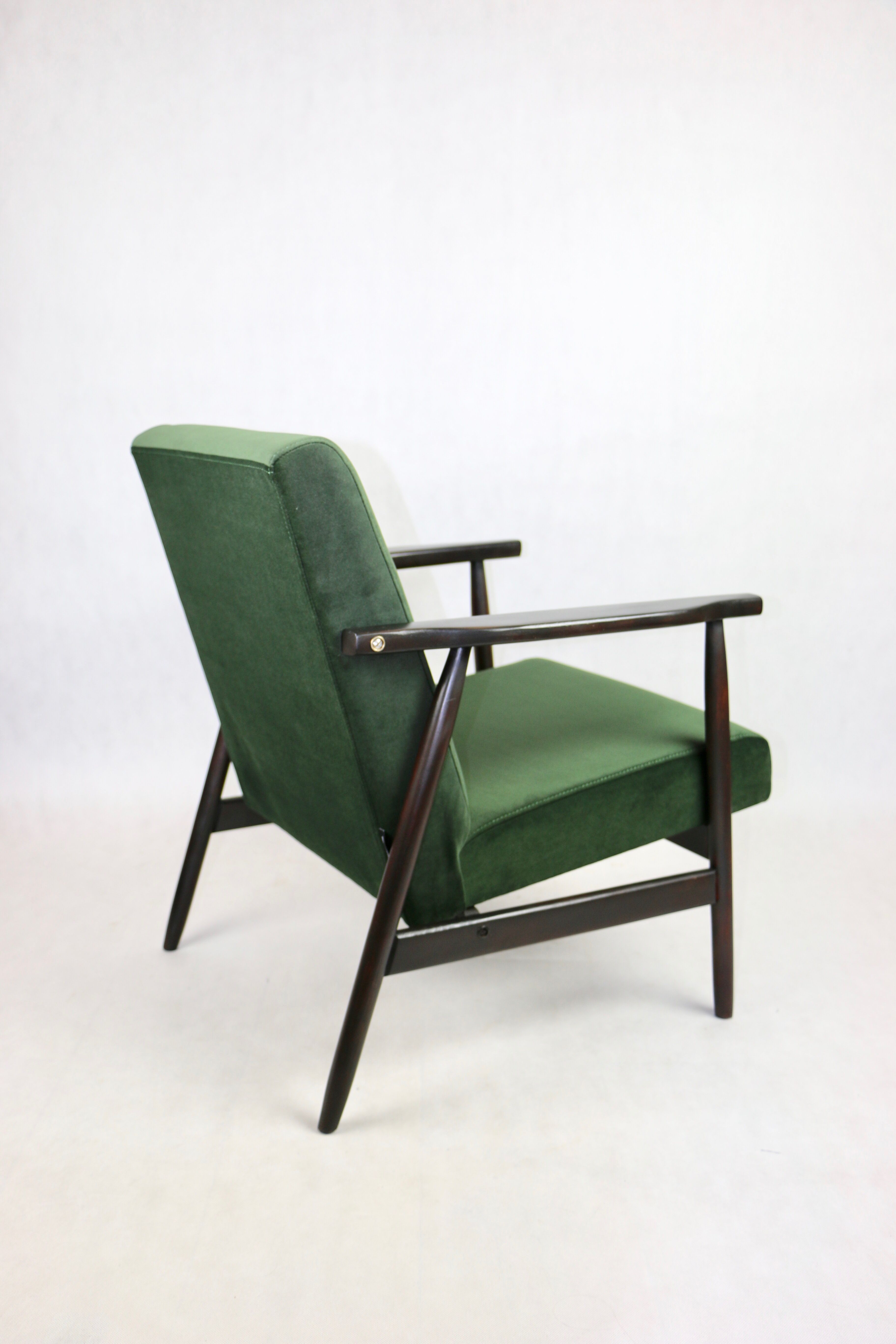 Vintage green olive easy chair, 1970s - dark wood