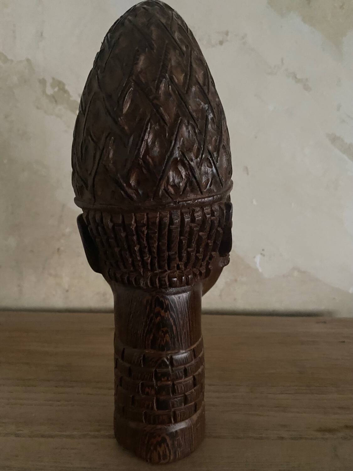 African wooden bust sculpture