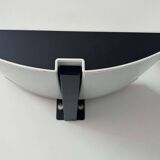 Pair of modernist wall lights, black and white lacquered metal, Italy 1980