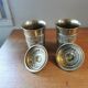 Pair of antique chiseled metal candy boxes