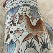 Coimbra ceramic pitcher, deer decor