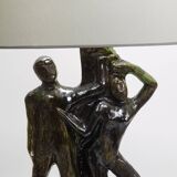 Brutalist sculptural table lamp "Man and Woman near a Tree", Italy, 1970s