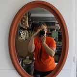 Miroir ovale patiné terracotta