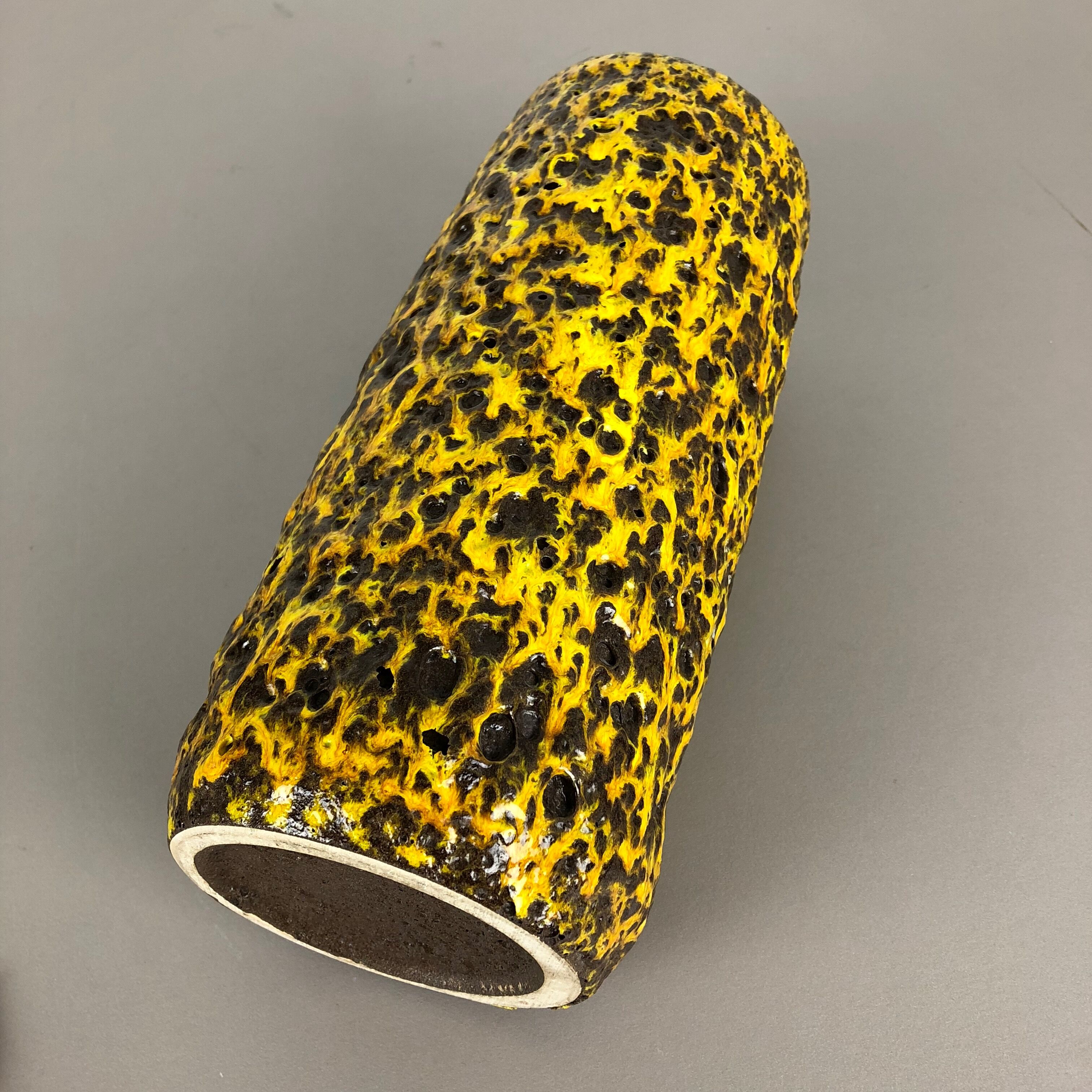 Pottery Super Yellow Color Fat Lava Multi-Color Vase Scheurich WGP, 1970s
