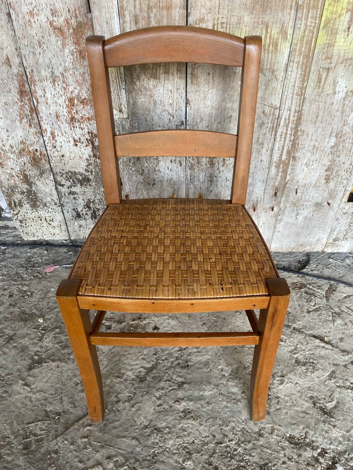 Vintage CLASS NEUDORF Wooden Chair + Woven Seat #C800
