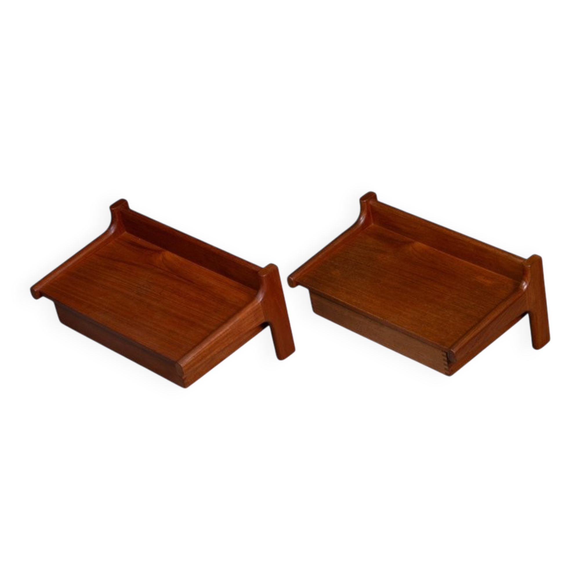 Wall-Mounted Teak Bedside Tables attributed to Børge Mogensen, 1950s, Set of 2