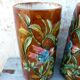 Paire de vases style Palissy école de Tours reliefs perroquets