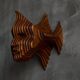 Sculptural carved wooden mask wall panel, France, 1970s