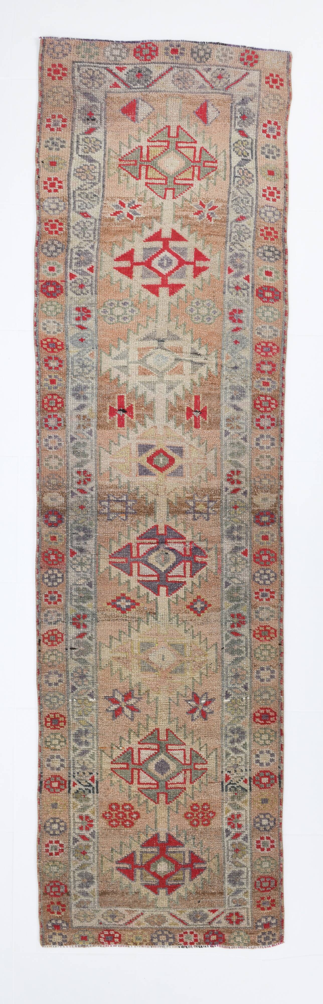 3x10 Turkish vintage runner rug, 80x292cm