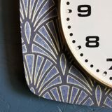 Vintage clock rectangular silent wall clock "Golden Blue Spotlight"