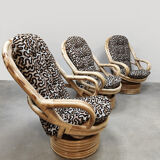 Vintage bamboo rocking lounge swivel tilt chairs Axel Enthoven