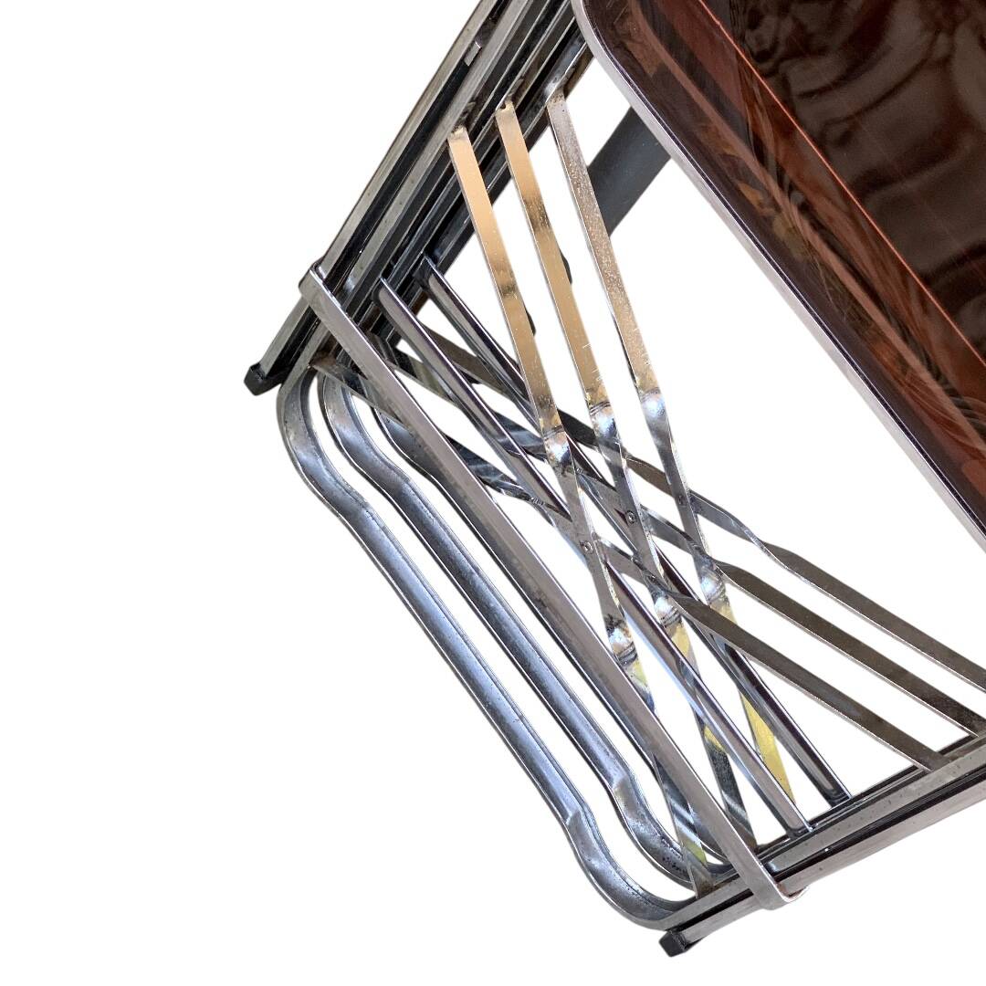 6 chaises pliantes en Plexiglas fumé et métal chrome Chaisor 1970