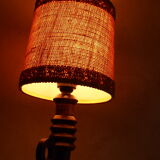 Vintage turned wooden candle holder lamp