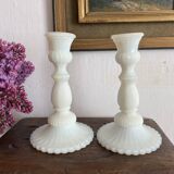 Pair of opaline candlesticks